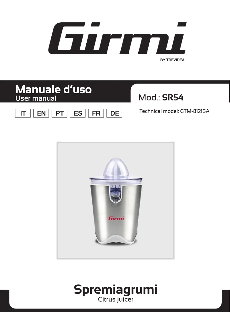Page n°1 - Manuel utilisateur Girmi SR54