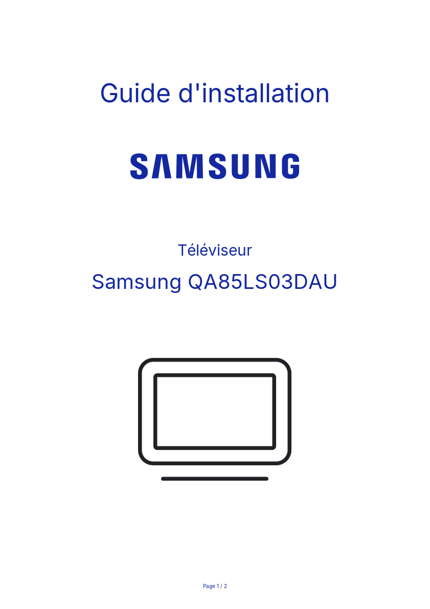Page n°1 - Guide d'installation Samsung QA85LS03DAU