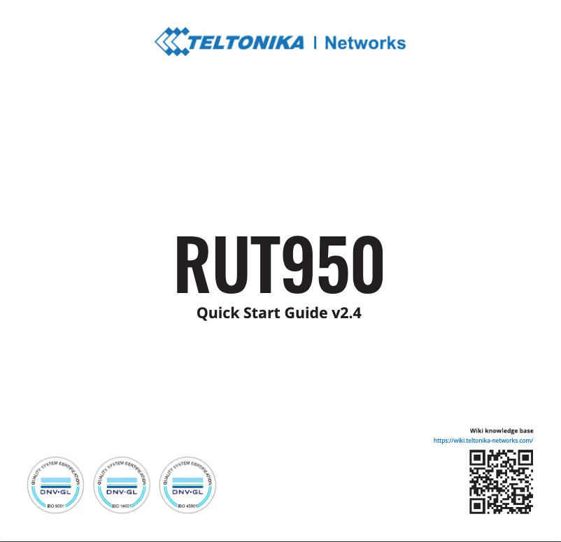 Page 1 de la notice Guide de démarrage rapide Teltonika RUT950