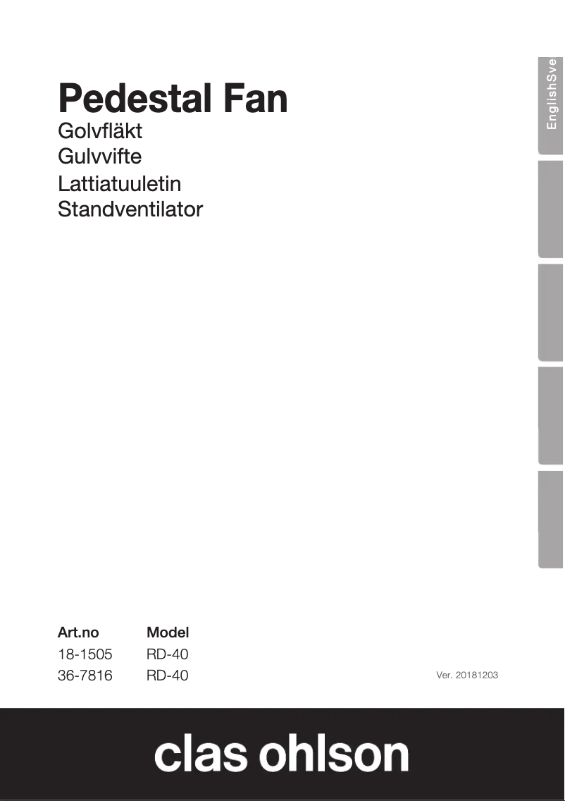 Página 1 del manual Manual de usuario Clas Ohlson RD-40