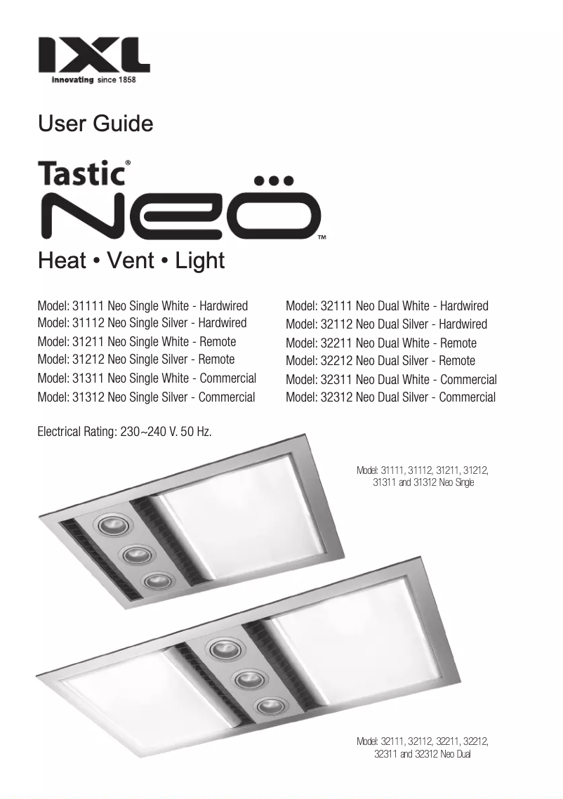 Page 1 de la notice Manuel utilisateur IXL Neo Tastic 31212