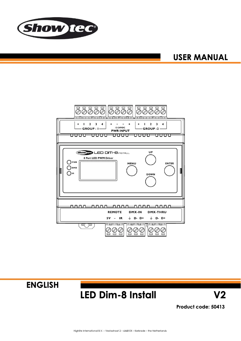 Página 1 del manual Manual de usuario Showtec LED Dim-8 Install