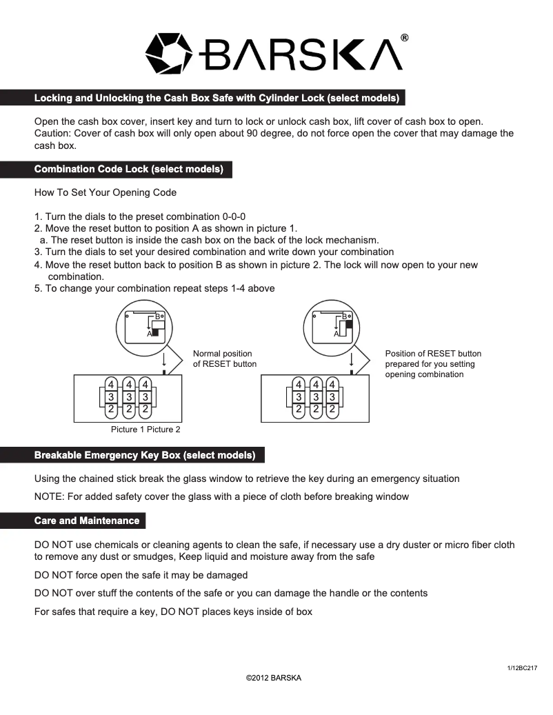 Page 1 de la notice Manuel utilisateur Barska CB11830