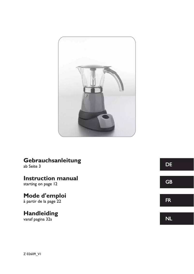 Page n°1 - Manuel utilisateur Coffeemaxx Z 02609