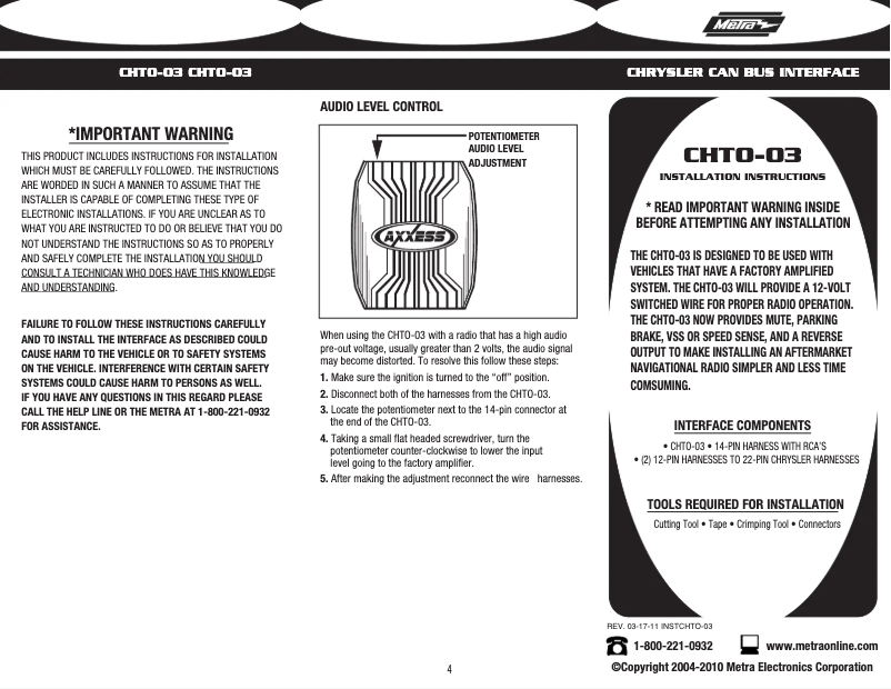 Imagen de la primera página del manual del dispositivo CHTO-03