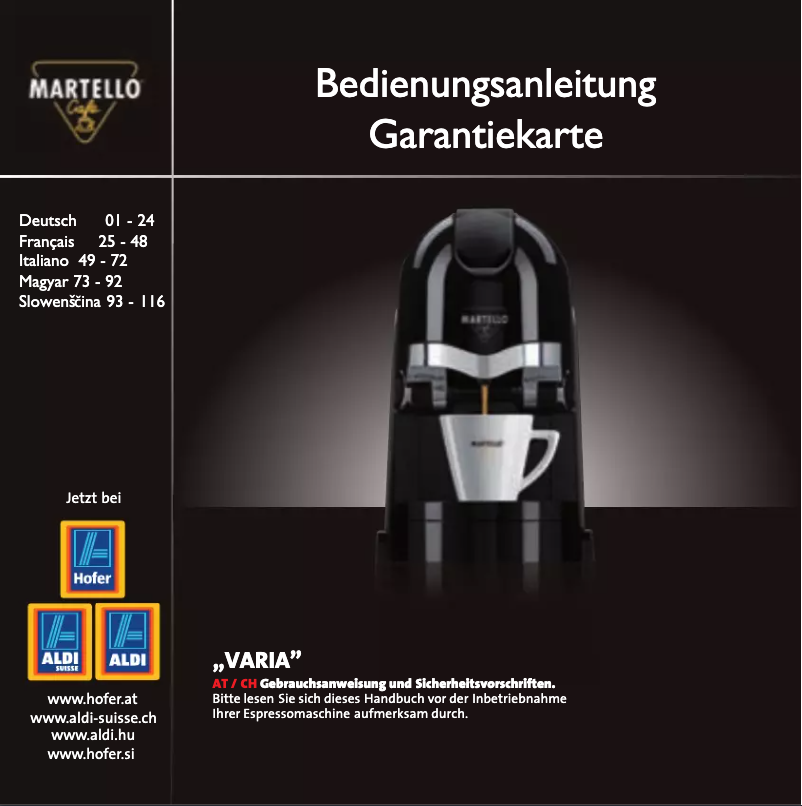 Image de la première page du manuel de l'appareil Varia