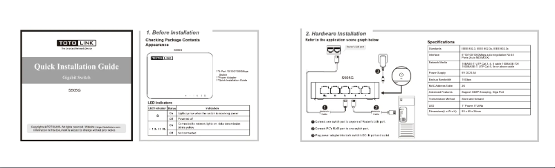 Page n°1 - Manuel utilisateur Totolink S505G_V3