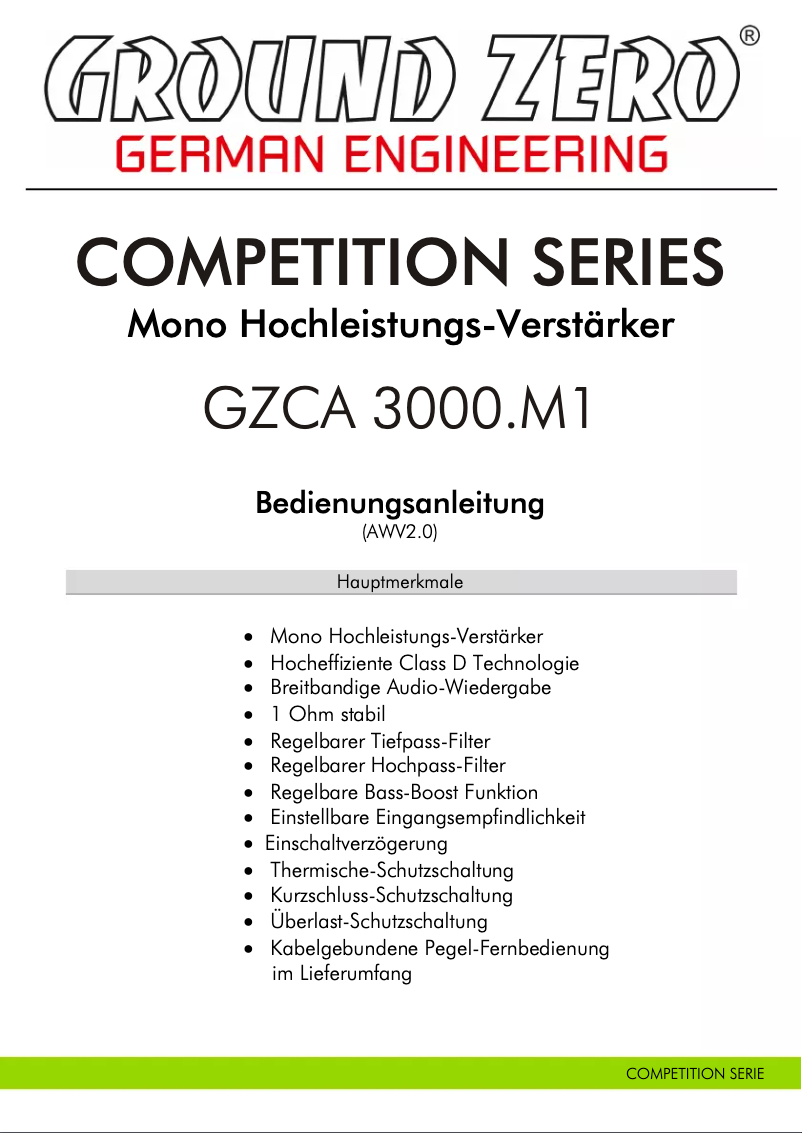 Imagen de la primera página del manual del dispositivo GZCA 3000.M1