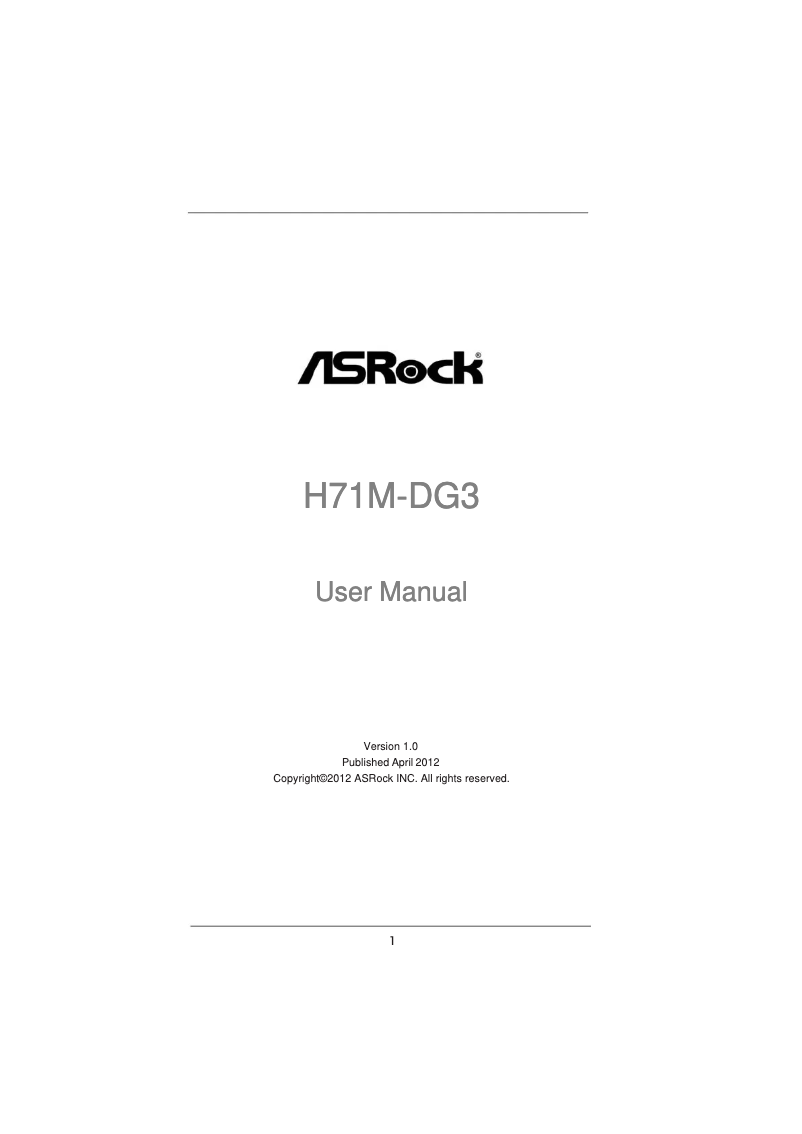 Page n°1 - Manuel utilisateur Asrock H71M-DG3