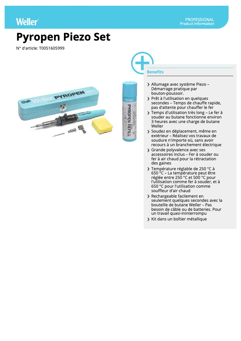 Page n°1 - Fiche technique Weller Pyropen Piezo