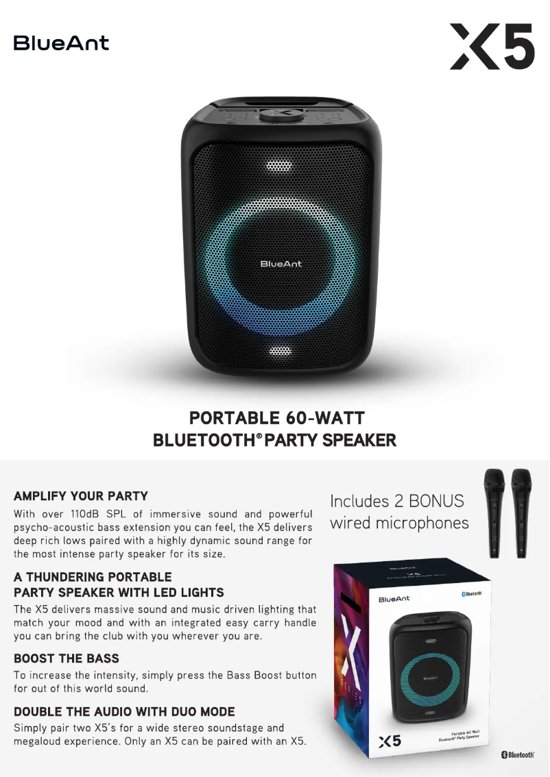 Page 1 de la notice Manuel utilisateur BlueAnt X5