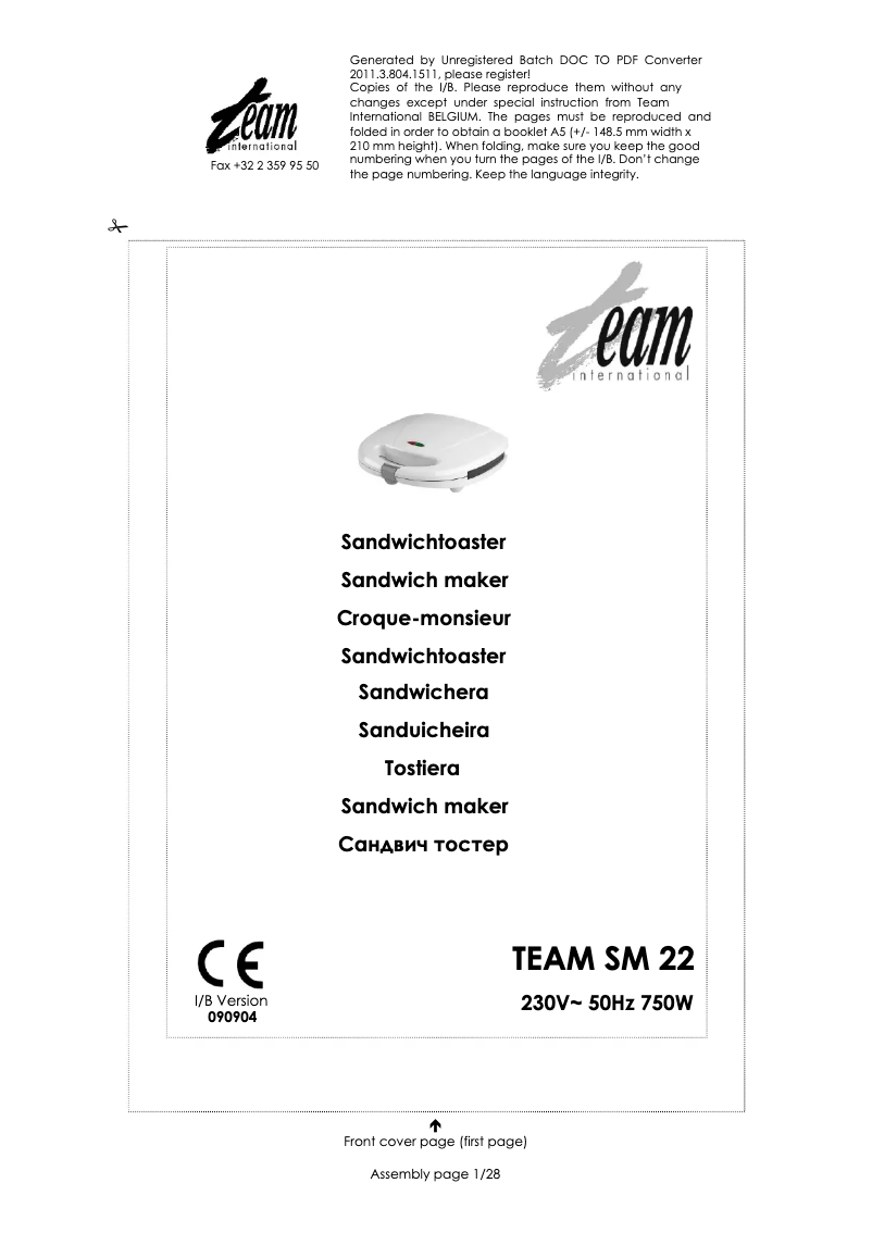 Image de la première page du manuel de l'appareil SM 22