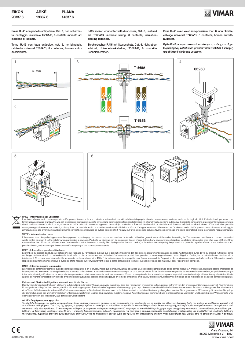 Page n°1 - Manuel utilisateur Vimar 20337.6.B