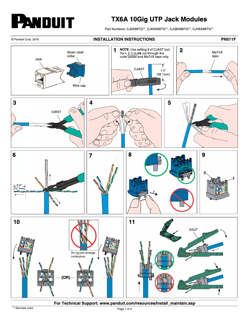 Page n°1 - Manuel utilisateur Panduit CJD6X88TGBU