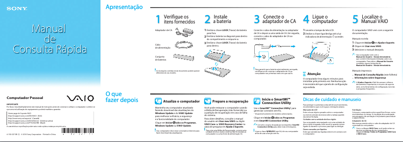 Page 1 de la notice Manuel utilisateur Sony Vaio VPCM120AB