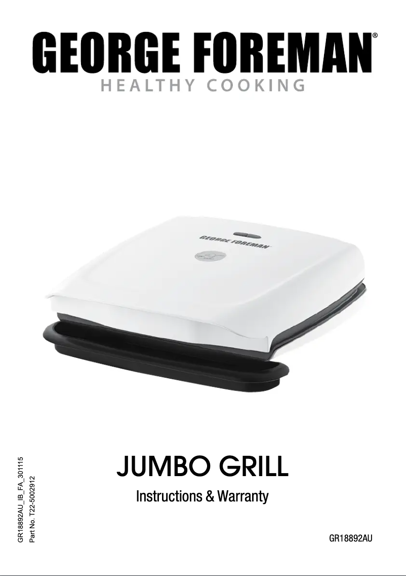 Página 1 del manual Manual de usuario George Foreman GR18892AU