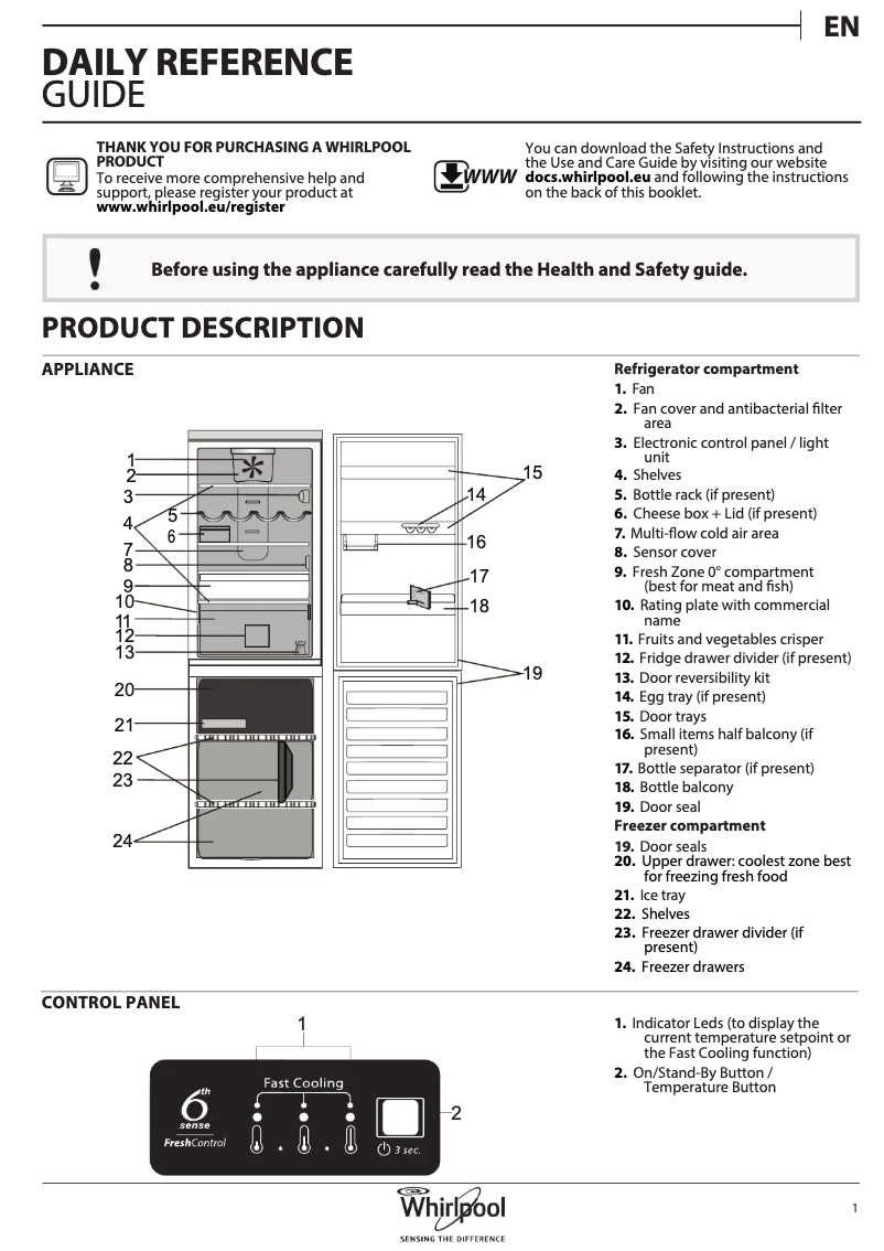 Page 1 de la notice Manuel utilisateur Whirlpool BSNF 8132 S