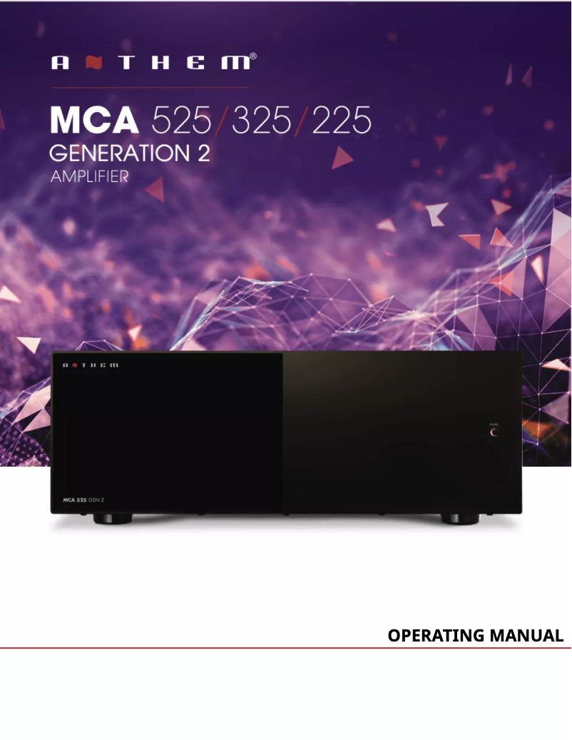 Page 1 de la notice Manuel utilisateur Anthem MCA 325