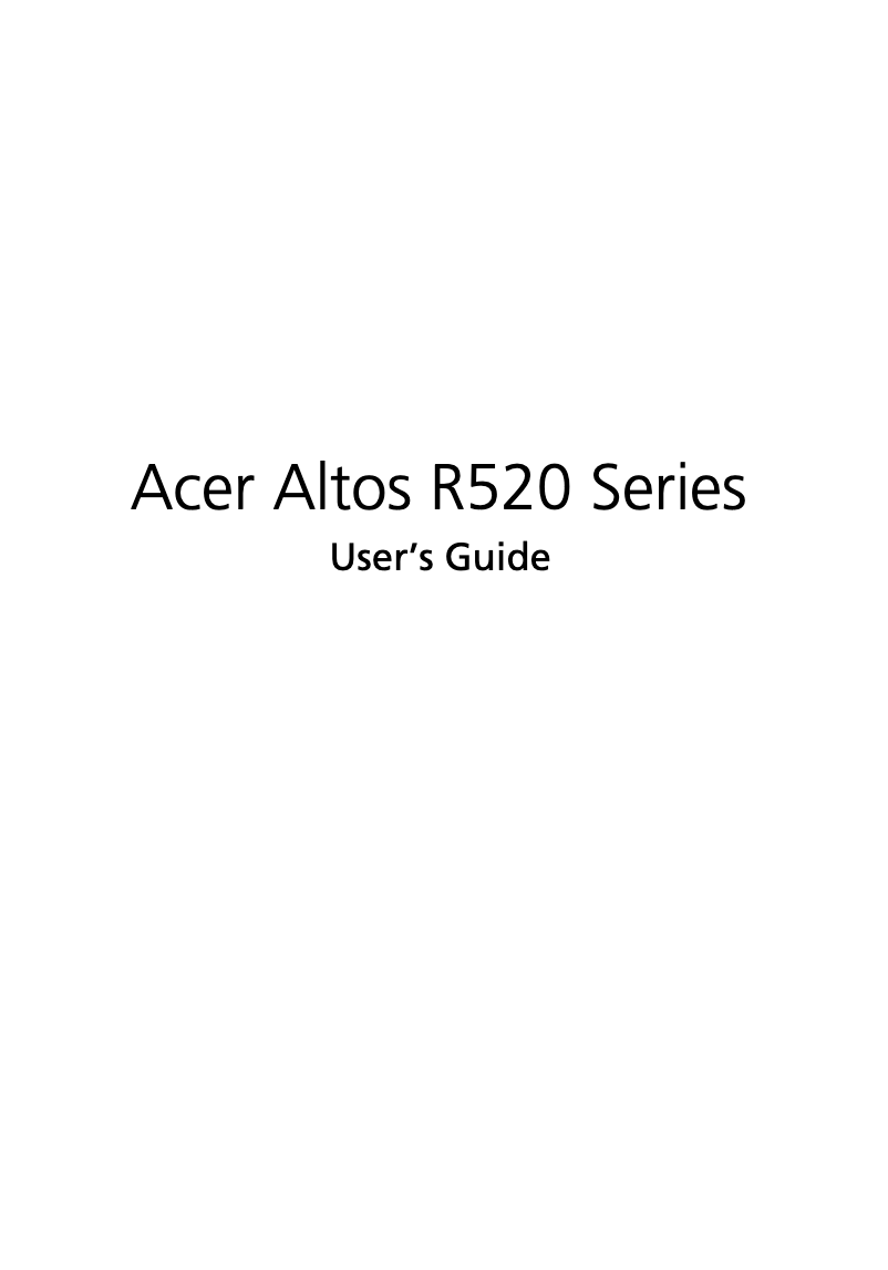 Image de la première page du manuel de l'appareil Altos R520