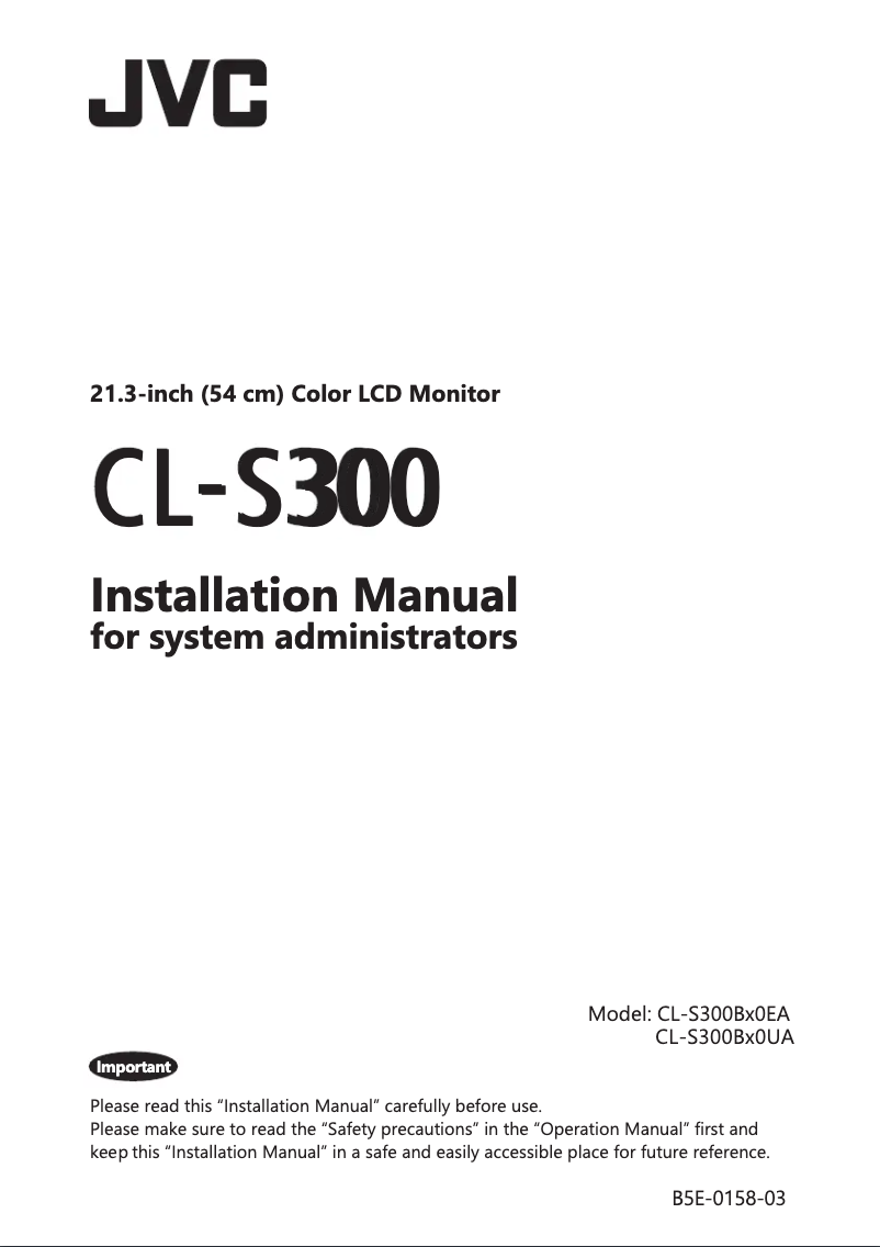 Página 1 del manual Guía de instalación JVC CL-S300