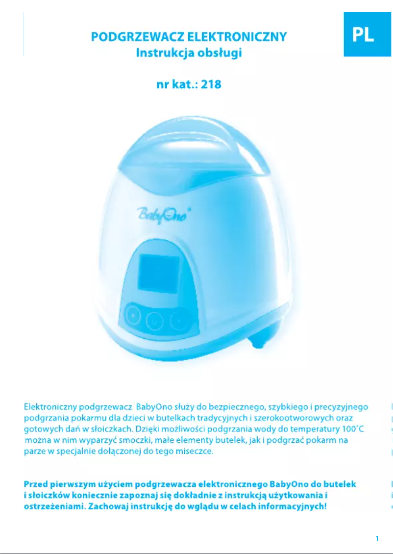 Página 1 del manual Manual de usuario BabyOno 218