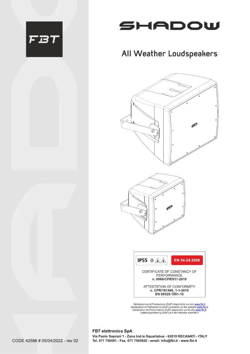 Page 1 de la notice Manuel utilisateur FBT SHADOW 112HCT