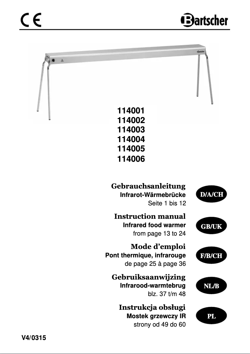 Page n°1 - Manuel utilisateur Bartscher IHR1100