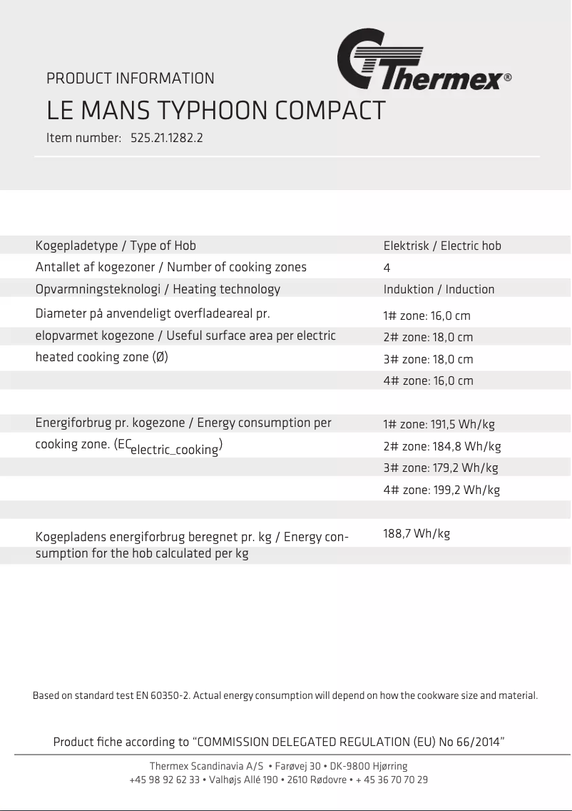 Page 1 de la notice Fiche technique Thermex Le Mans Compact