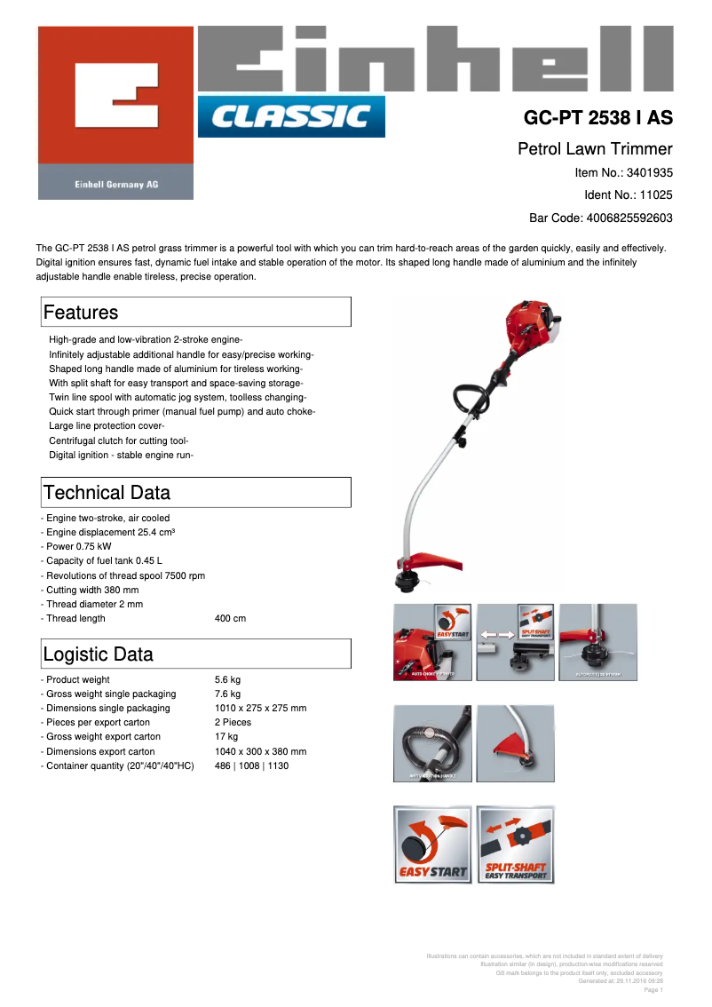 Image de la première page du manuel de l'appareil GC-PT 2538 I AS
