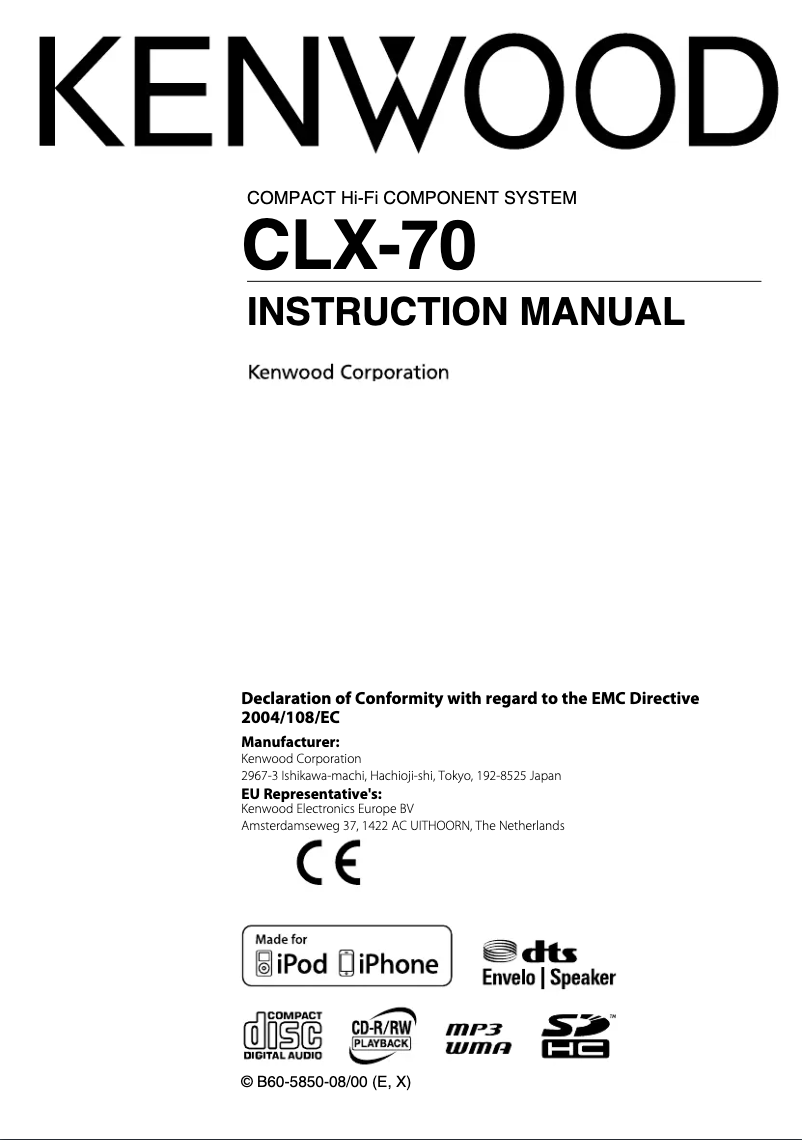 Página 1 del manual Manual de usuario Kenwood CLX-70-W