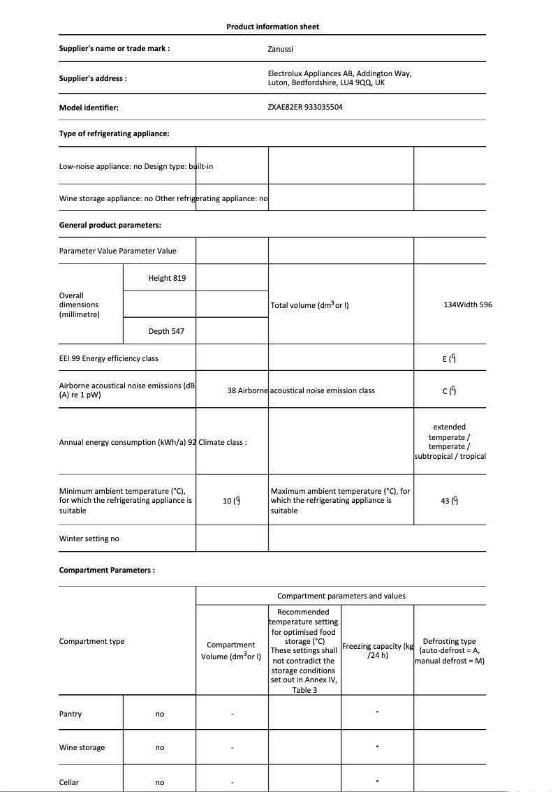 Image de la première page du manuel de l'appareil ZXAE82ER