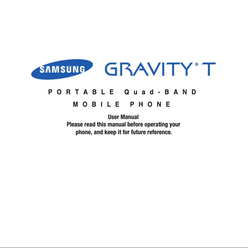 Page 1 de la notice Manuel utilisateur Samsung Gravity T