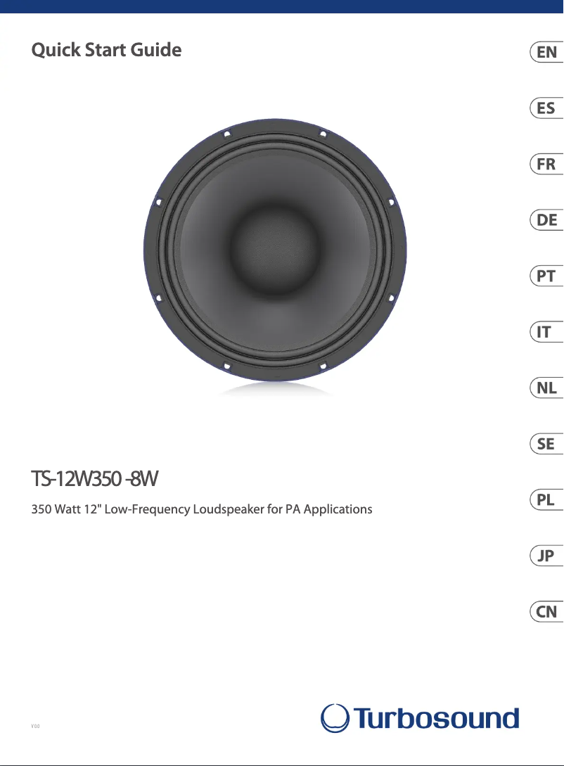 Página 1 del manual Guía de inicio rápido Turbosound TS-12W350/8W