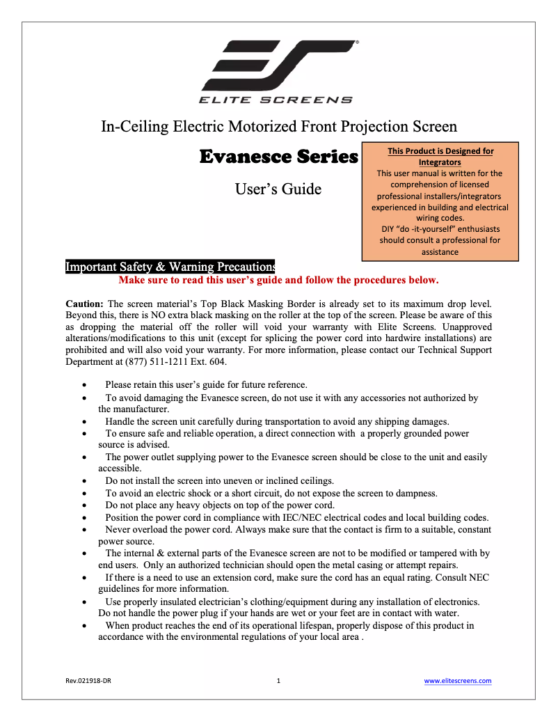 Image de la première page du manuel de l'appareil Evanesce IHome 106