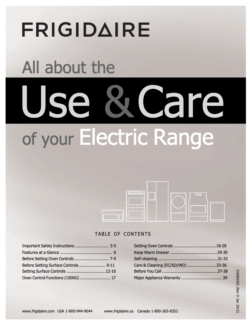 Page n°1 - Manuel utilisateur Frigidaire FGEF3056KF