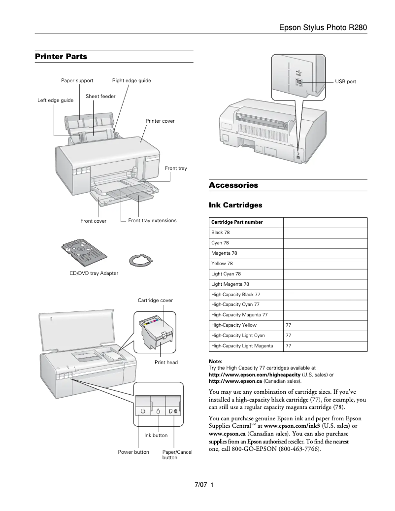 Image de la première page du manuel de l'appareil Stylus Photo R280