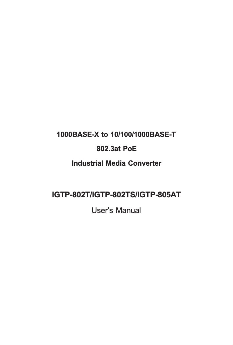 Page n°1 - Manuel utilisateur Planet IGTP-805AT