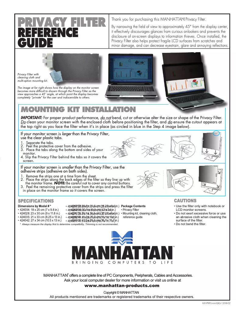Page 1 de la notice Manuel utilisateur Manhattan 424295