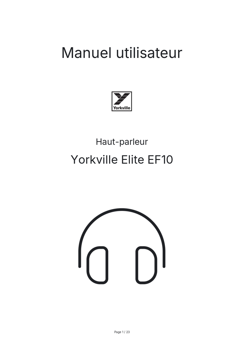 Page n°1 - Manuel utilisateur Yorkville Elite EF10
