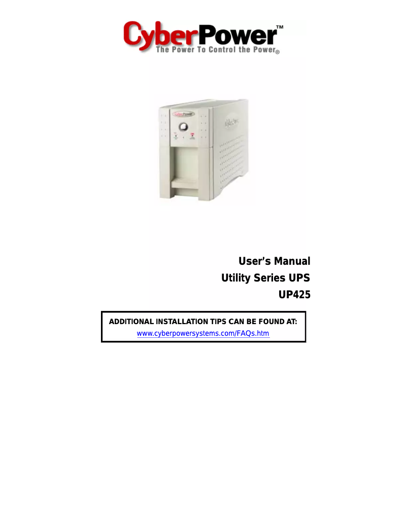 Page n°1 - Manuel utilisateur CyberPower UP425