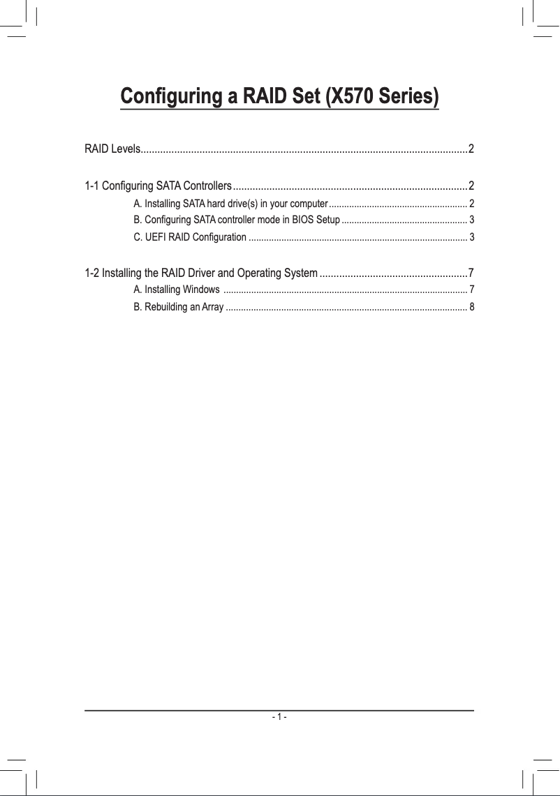 Page 1 de la notice Guide d'installation Gigabyte X570S UD
