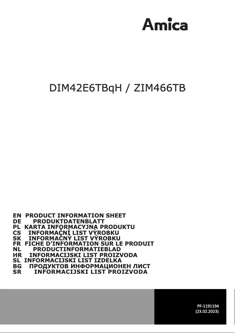 Page n°1 - Fiche technique Amica DIM42E6TBqH