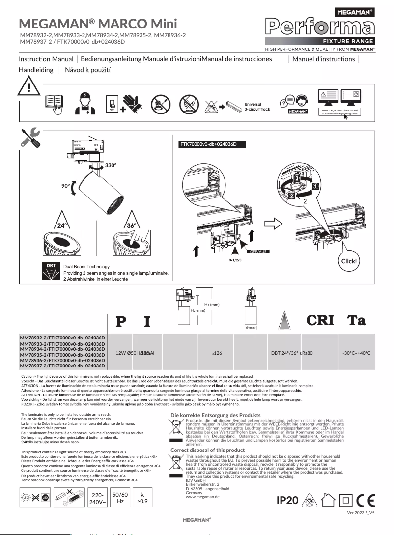 Image de la première page du manuel de l'appareil Marco Mini MM78937