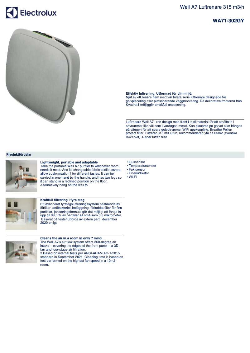 Imagen de la primera página del manual del dispositivo Well A7 WA71-302GY