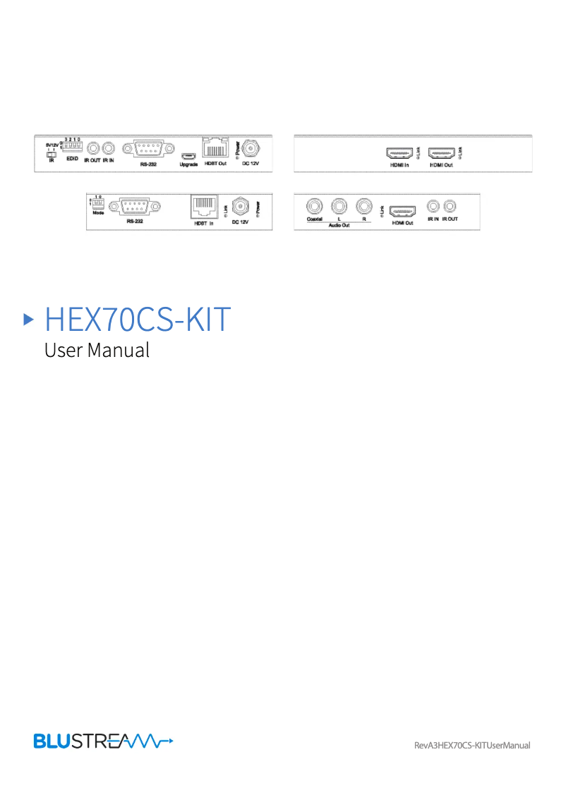 Page 1 de la notice Manuel utilisateur Blustream HEX70CS-KIT