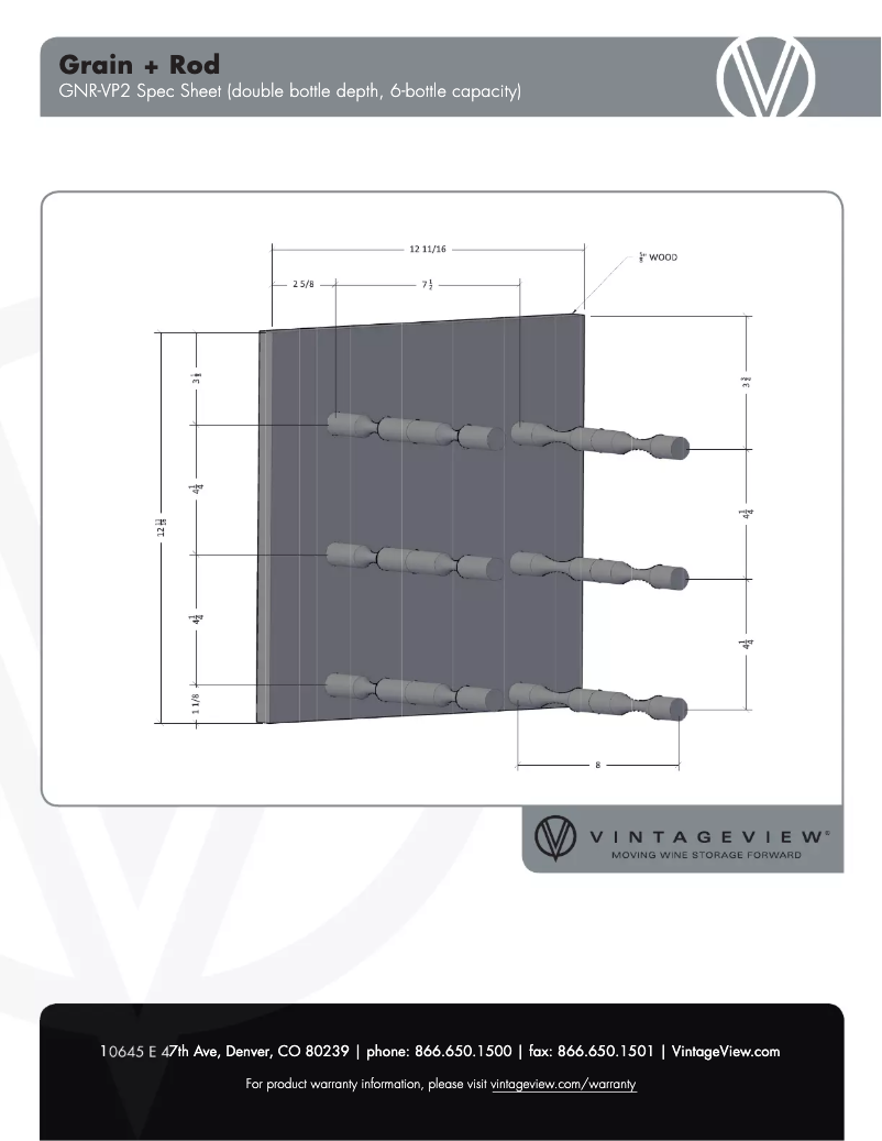 Page 1 de la notice Fiche technique VintageView GNR-VP2