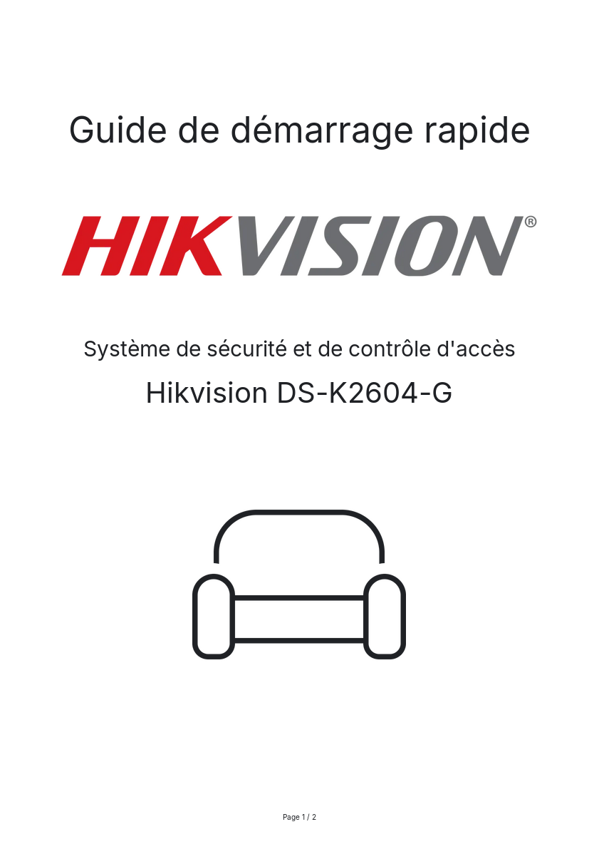 Image de la première page du manuel de l'appareil DS-K2604-G