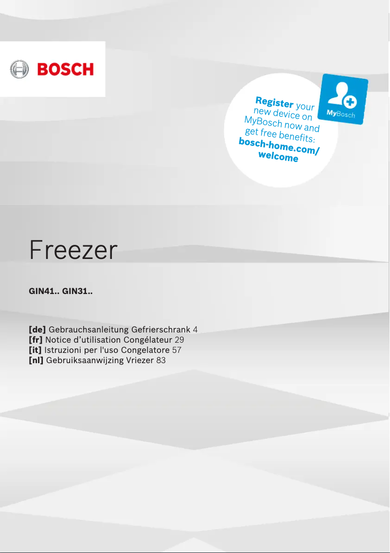 Page n°1 - Manuel utilisateur Bosch GIN31ACE0