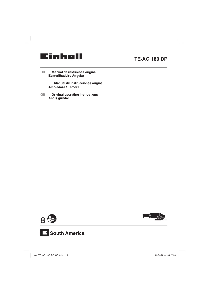 Page 1 de la notice Manuel utilisateur Einhell TE-AG 180 DP