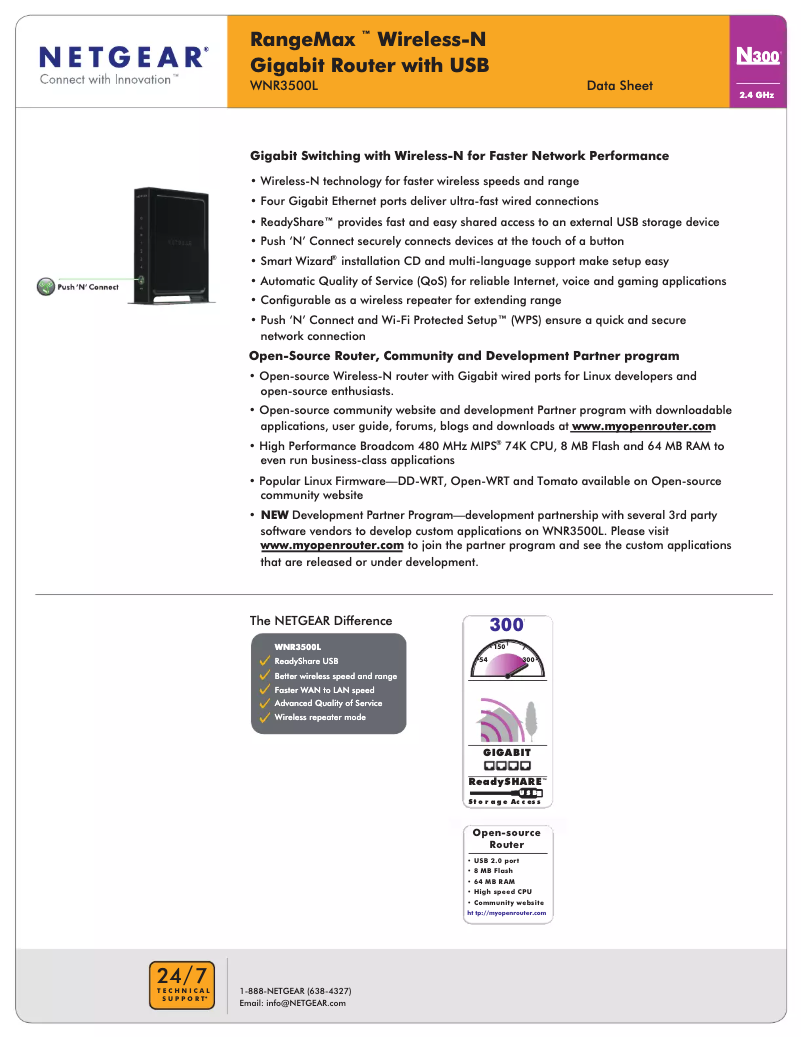 Page 1 de la notice Fiche technique Netgear WNR3500L